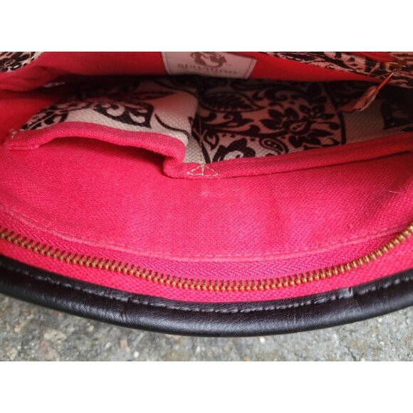 Spartina 449 Crossbody Hipster Purse Linen & Leather Black Cream Paisley Nice! - Picture 8 of 9